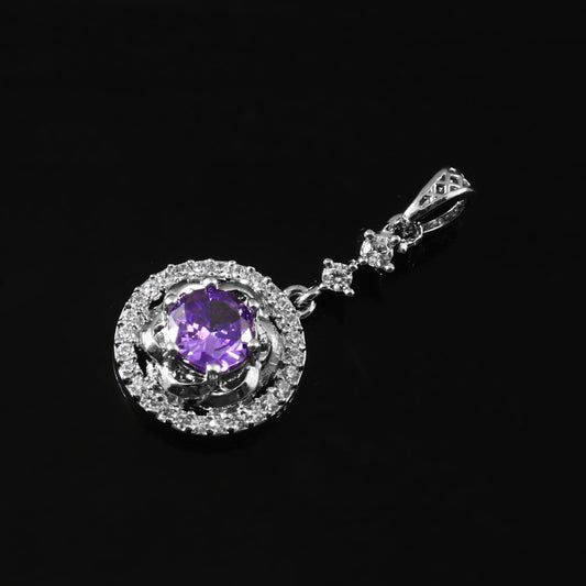 Amethyst Lotus Drop Pendant in 925 Silver