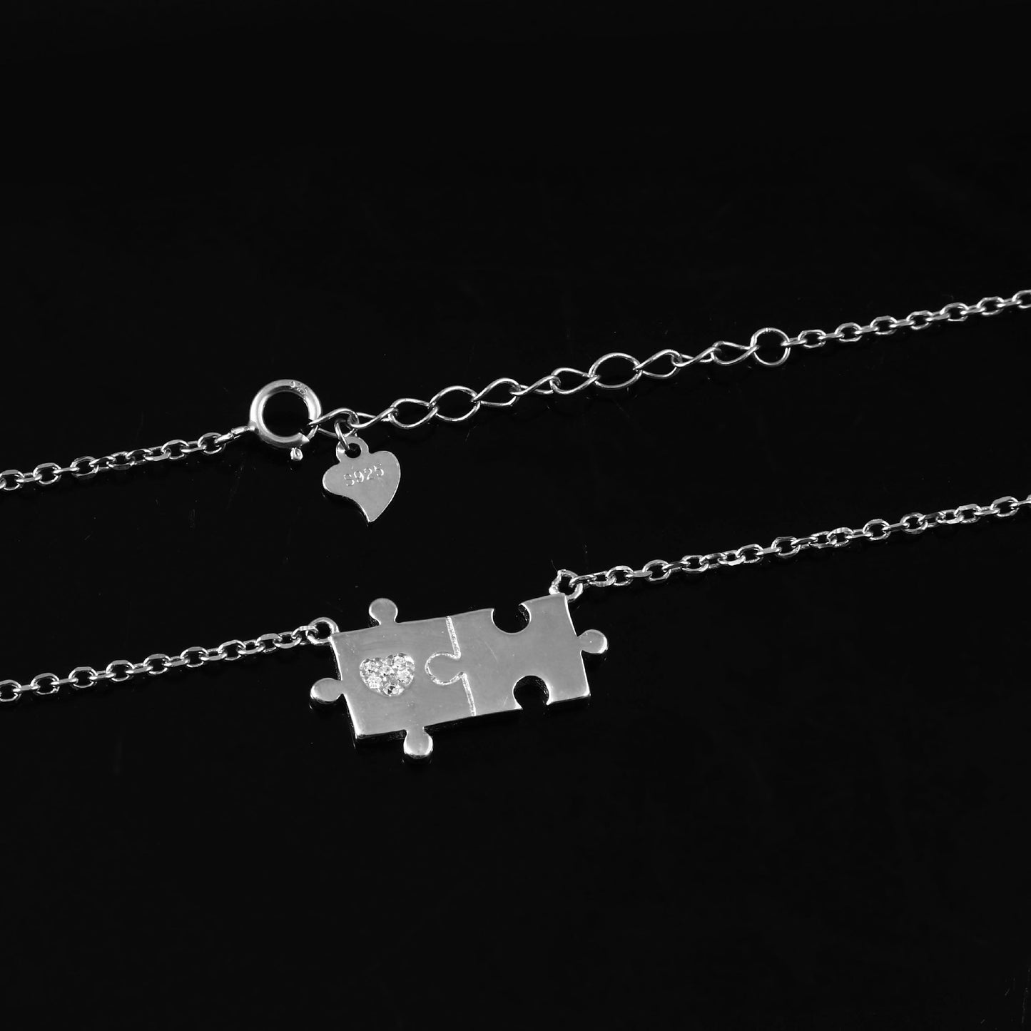 Sterling Silver Puzzle Piece Pendant Necklace