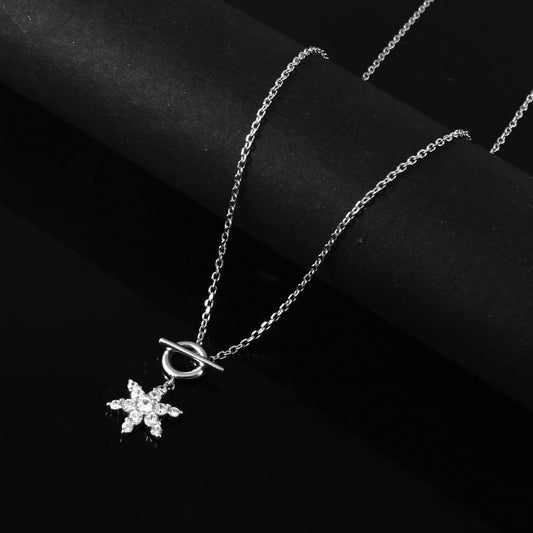 925 Silver Starburst Toggle Pendant Necklace