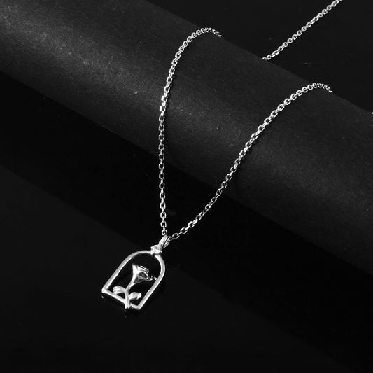 Blooming Rose 925 Silver Pendant Necklace