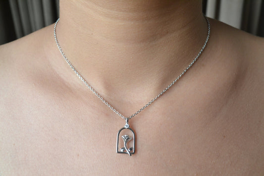 Blooming Rose 925 Silver Pendant Necklace