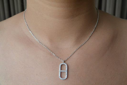 Minimalist Double Window Charm Necklace in 925 Silver