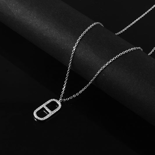 Minimalist Double Window Charm Necklace in 925 Silver