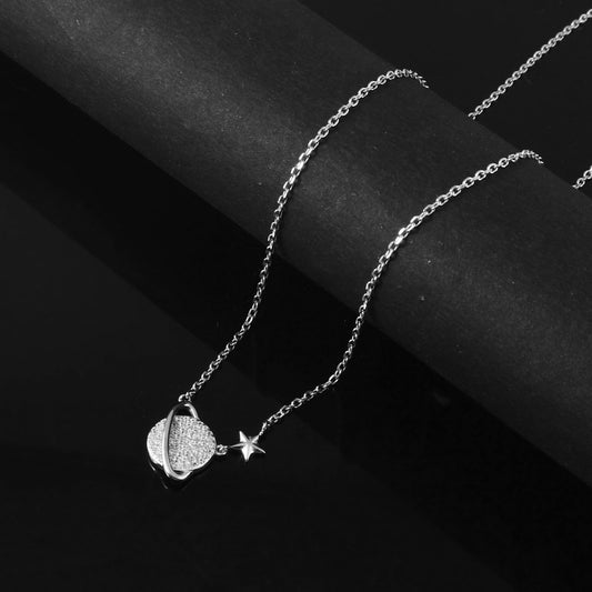 925 Silver Planet and Star Necklace