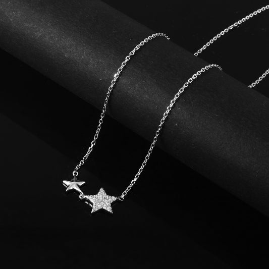 925 Silver Twin Star Pendant Necklace