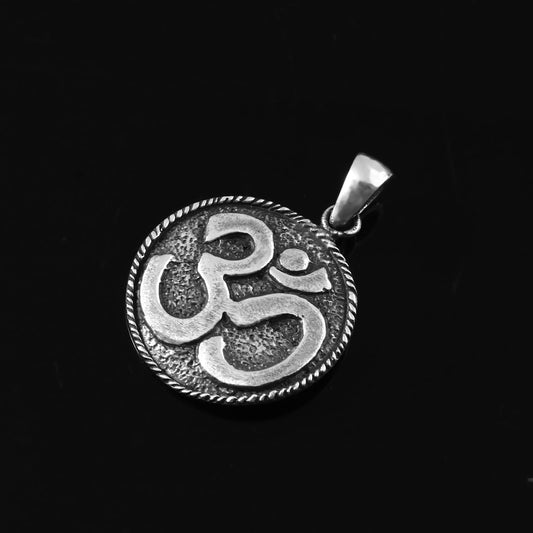 Oxidized Silver Om Pendant