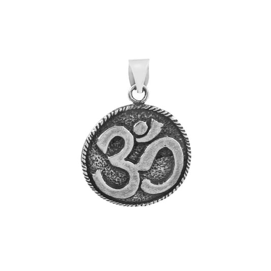 Oxidized Silver Om Pendant