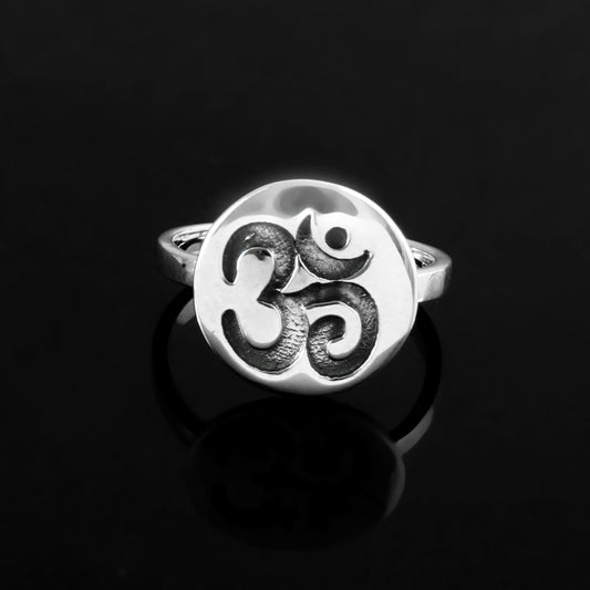 Om Symbol Sterling Silver Ring