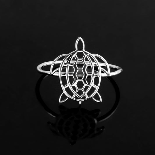Abstract Petal Lattice Silver Ring