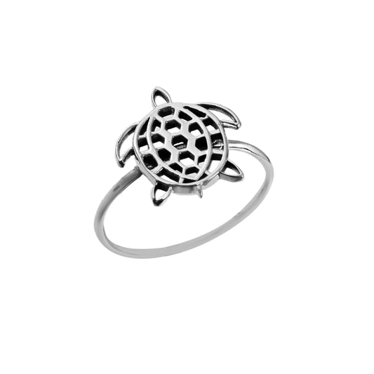 Abstract Petal Lattice Silver Ring