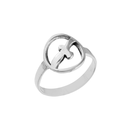 Minimalist Bird in Circle Sterling Silver Ring