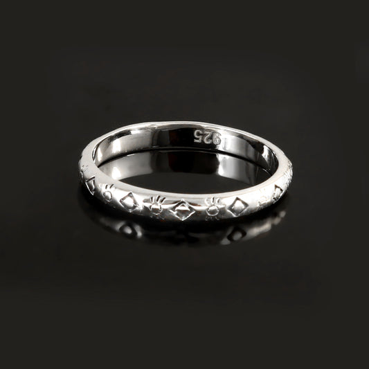 Minimal Tribal Pattern Band Ring