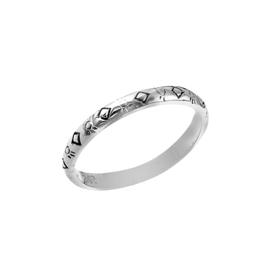 Minimal Tribal Pattern Band Ring