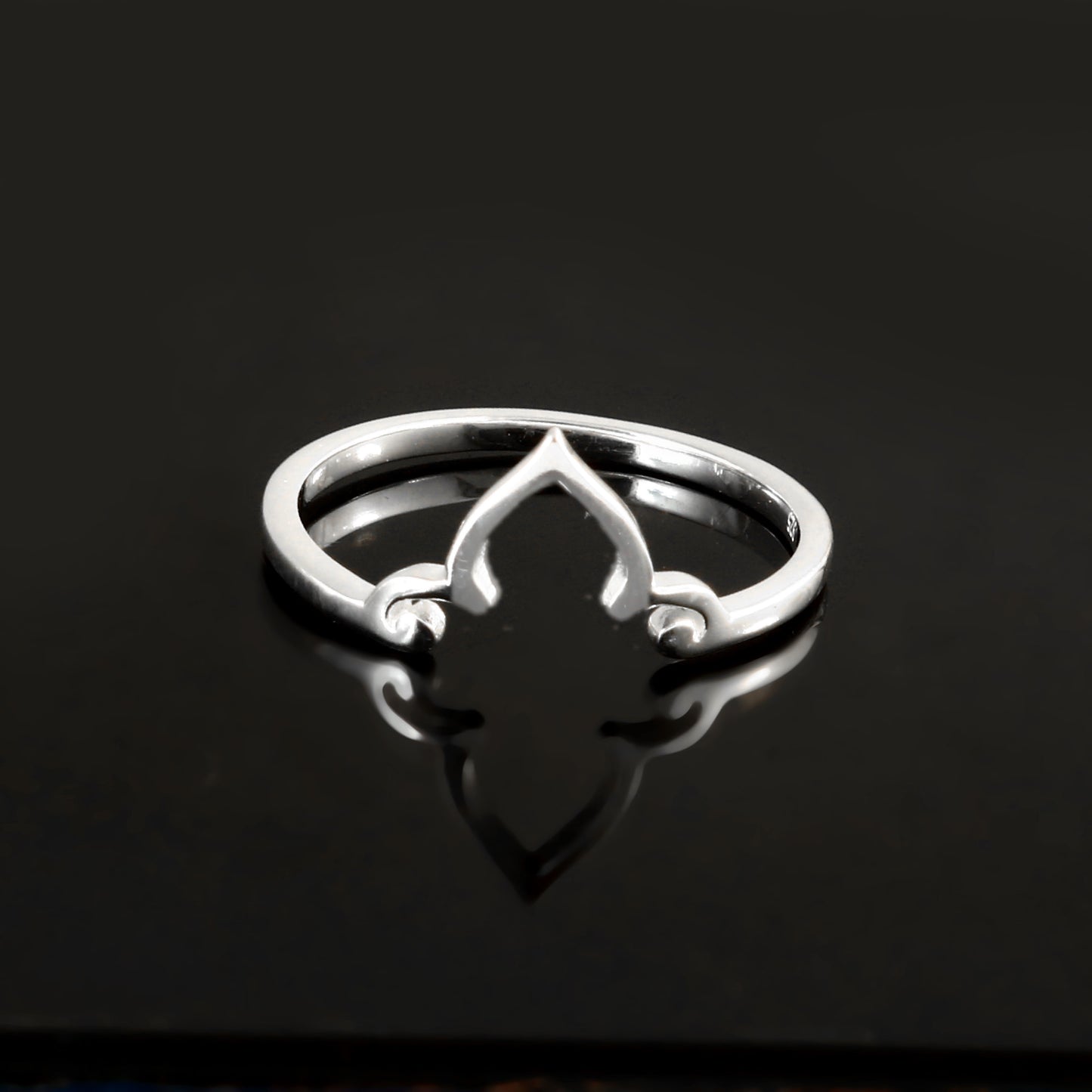 Minimalist Silver Lotus Petal Ring