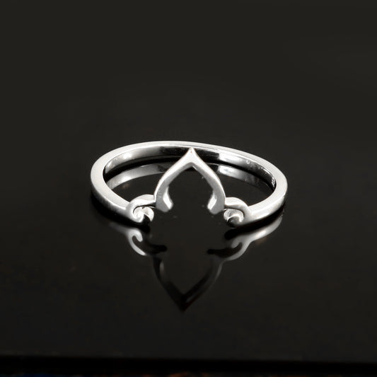 Minimalist Silver Lotus Petal Ring