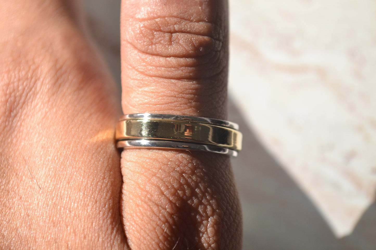 Men's Dual-Tone Silver & Gold Band Ring