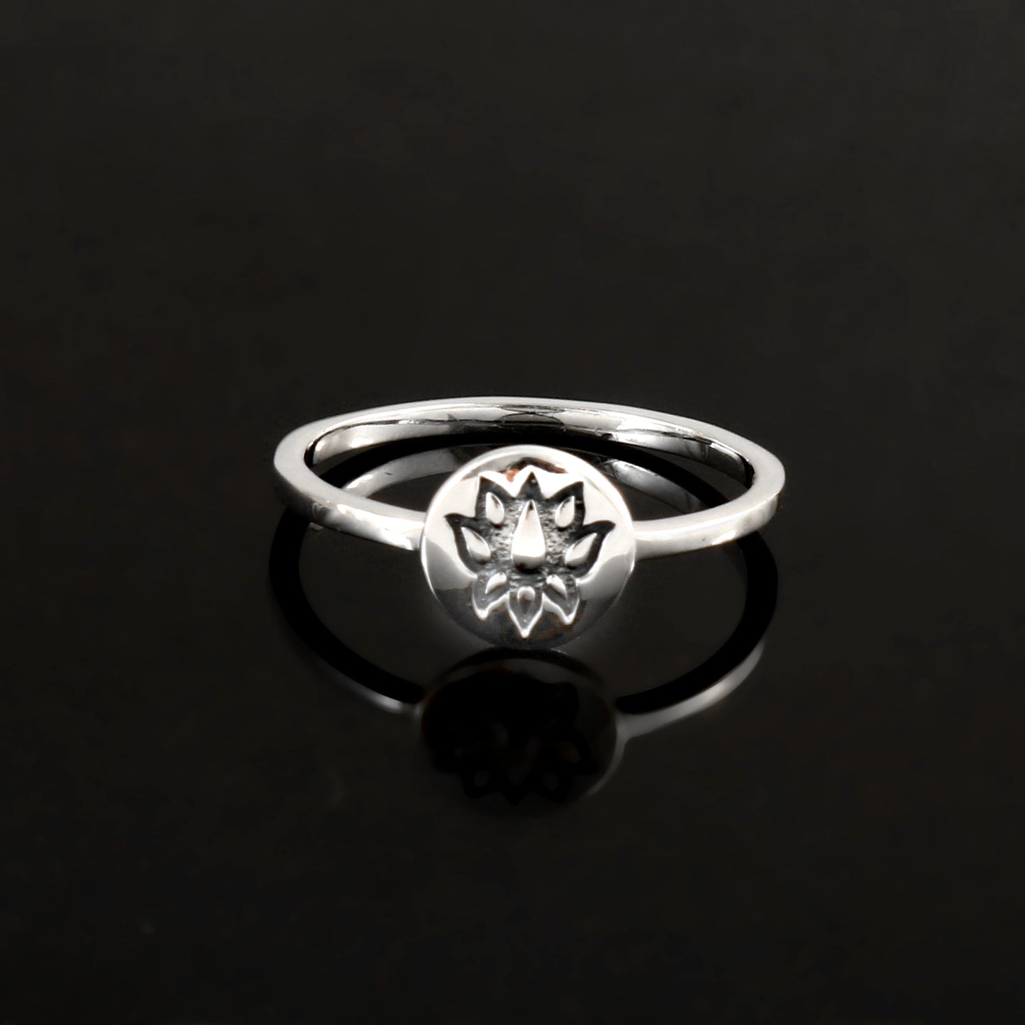 925 Silver Lotus Symbol Ring