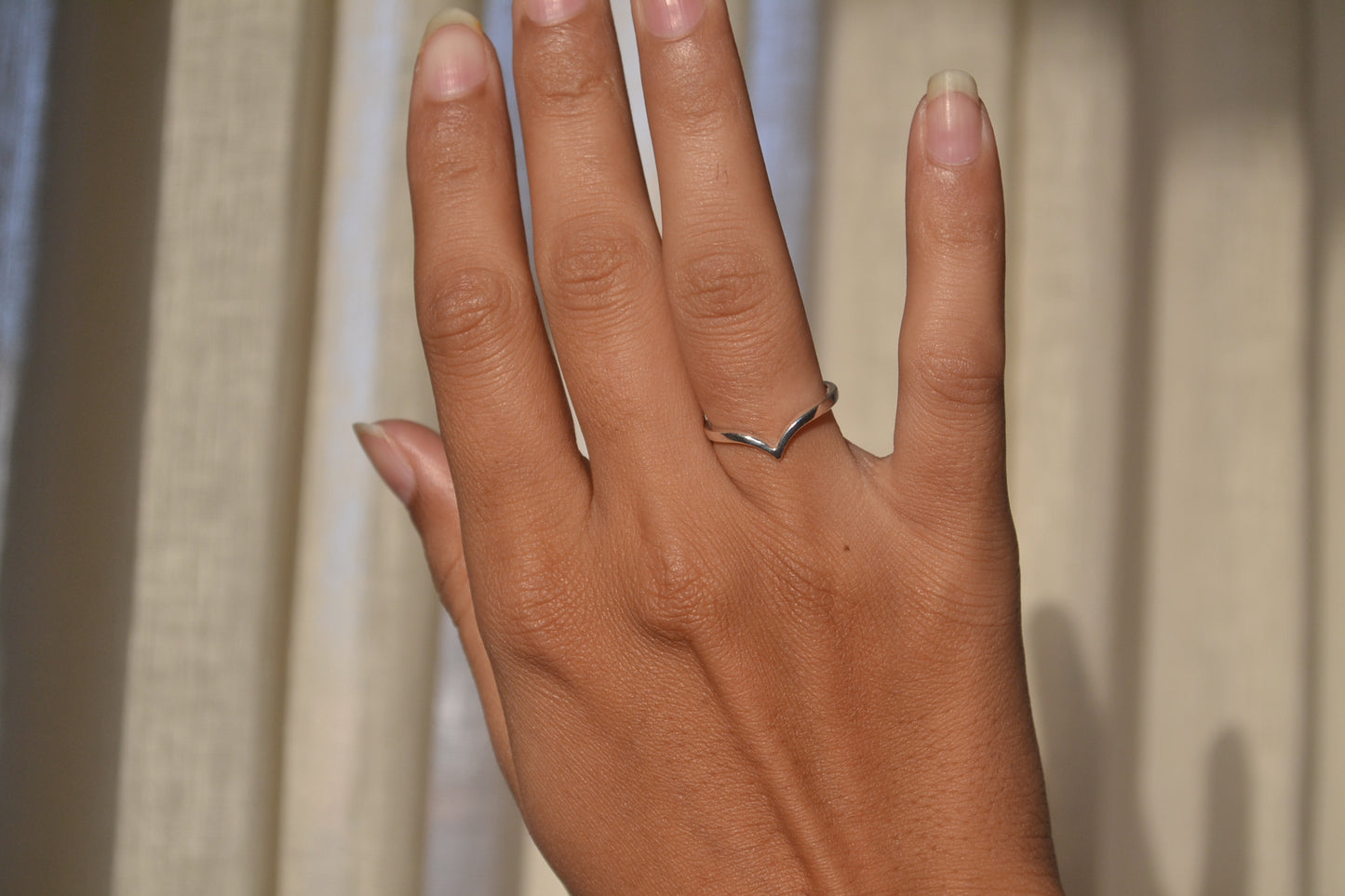 Minimalist V-Shape Sterling Silver Ring