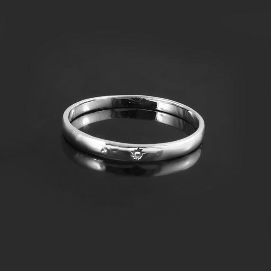 Minimalist Cross Star Engraved 925 Silver Band Ring