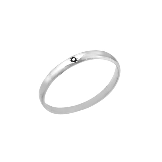 Minimalist Cross Star Engraved 925 Silver Band Ring