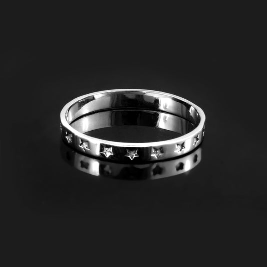 Minimalist Dot Stamped 925 Silver Ring