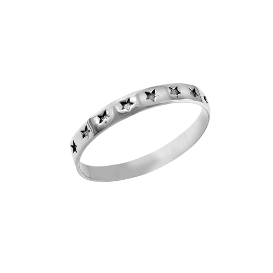 Minimalist Dot Stamped 925 Silver Ring