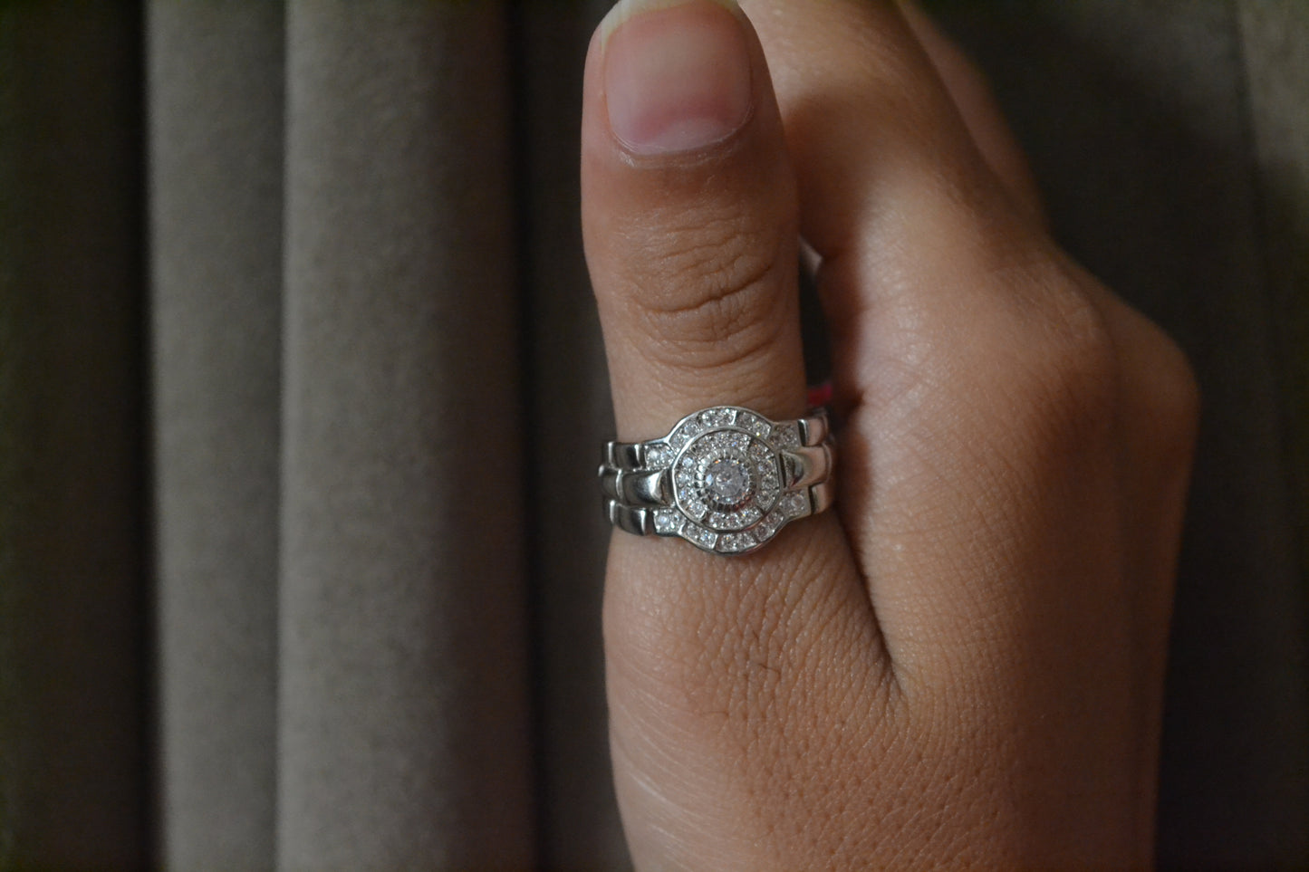 925 Silver Halo Crown Ring with Zircon Center – Statement Ring for Men