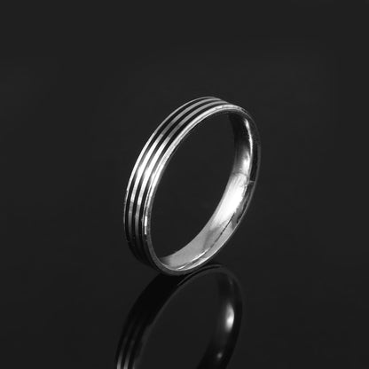 Minimalist Triple-Groove 925 Silver Band Ring