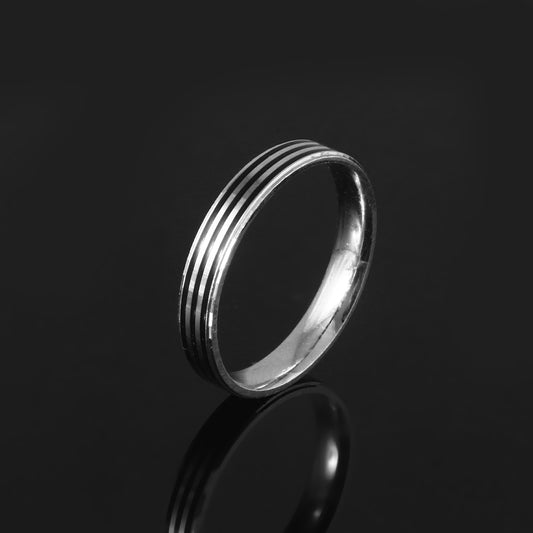 Minimalist Triple-Groove 925 Silver Band Ring