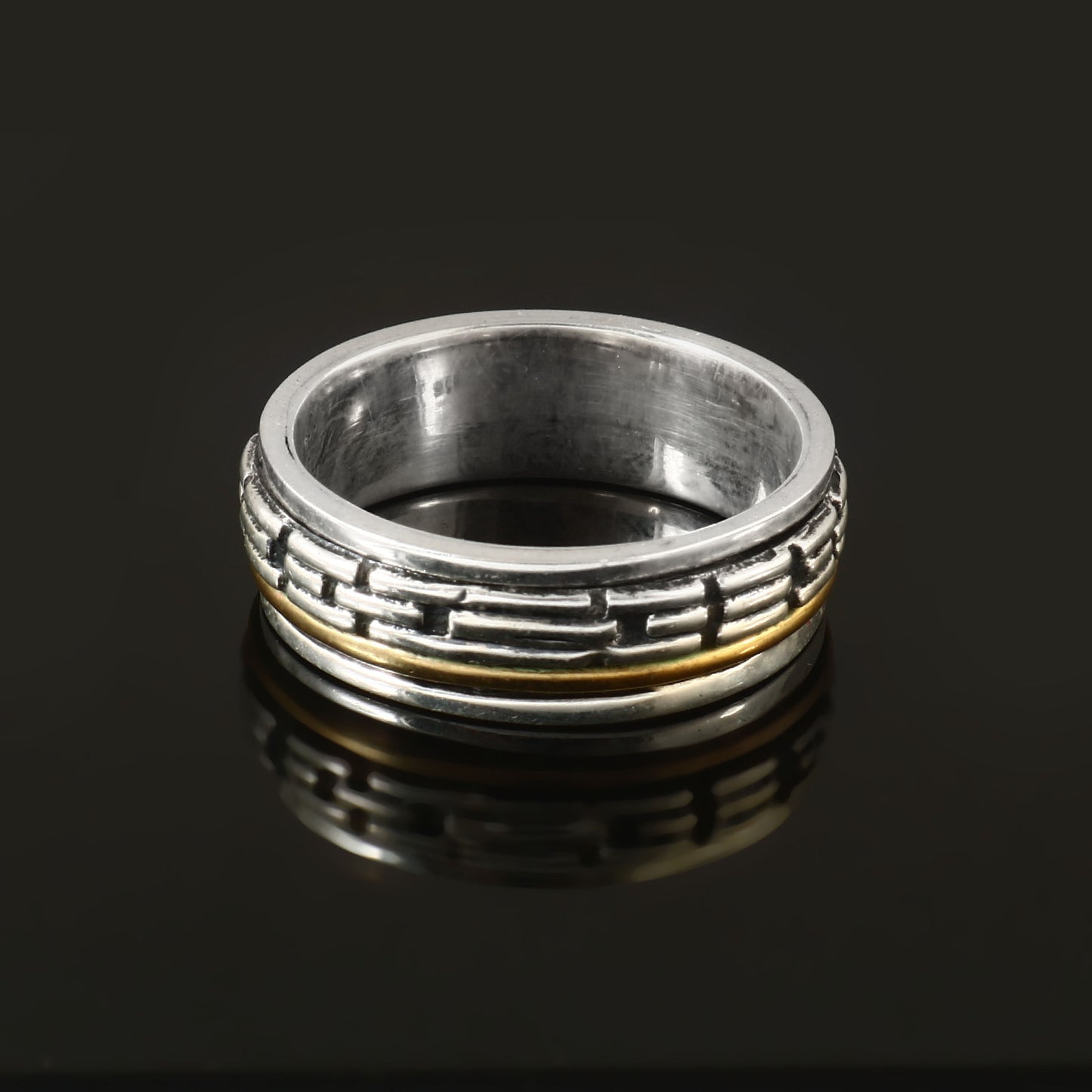 Bold Hammer Band Textured Silver Ring
