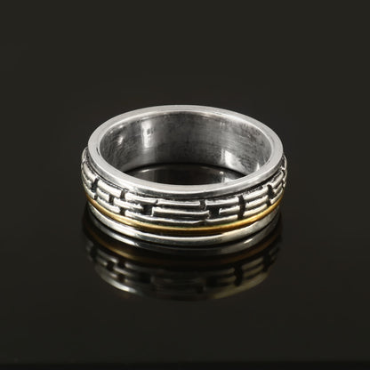 Bold Hammer Band Textured Silver Ring