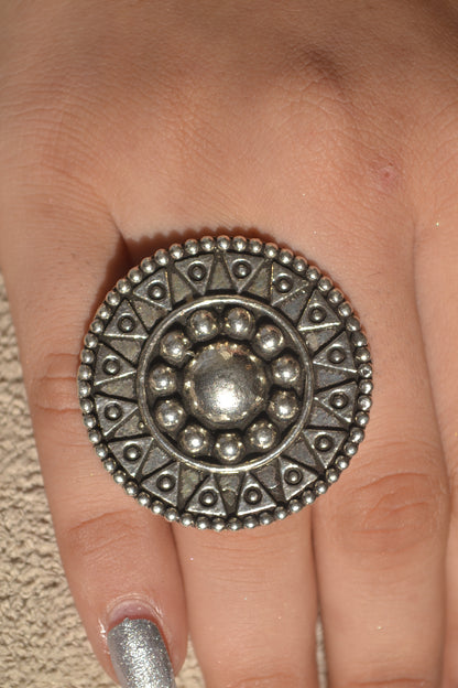 Concentric Tribal Garnet Ring