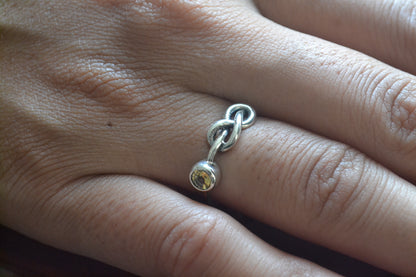 Sterling Silver Citrine Knot Ring – Dainty Gemstone Band for Women