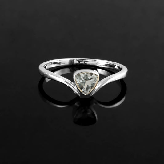 Sterling Silver Trillion Blue Topaz Ring – Minimalist Triangle Gemstone Ring for Women