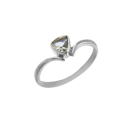 Sterling Silver Trillion Blue Topaz Ring – Minimalist Triangle Gemstone Ring for Women