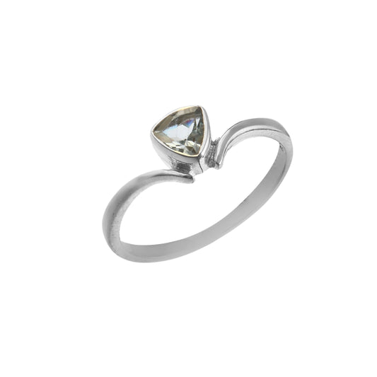 Sterling Silver Trillion Blue Topaz Ring – Minimalist Triangle Gemstone Ring for Women