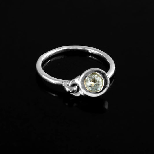 Blue Topaz Dangle Ring in 925 Silver – Minimalist Gemstone Charm Ring for Women