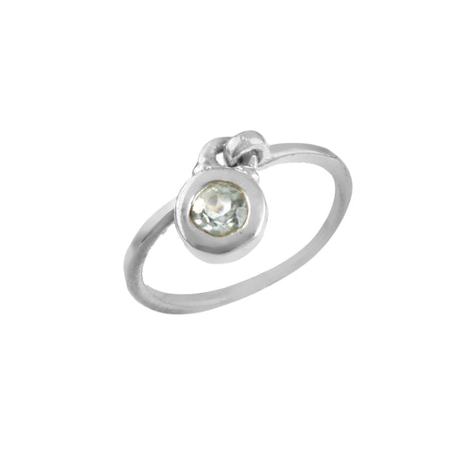 Blue Topaz Dangle Ring in 925 Silver – Minimalist Gemstone Charm Ring for Women