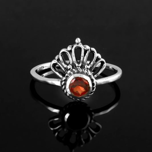 Crown Garnet Ring