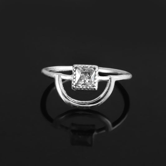 Minimalist Crystal Geometric Ring