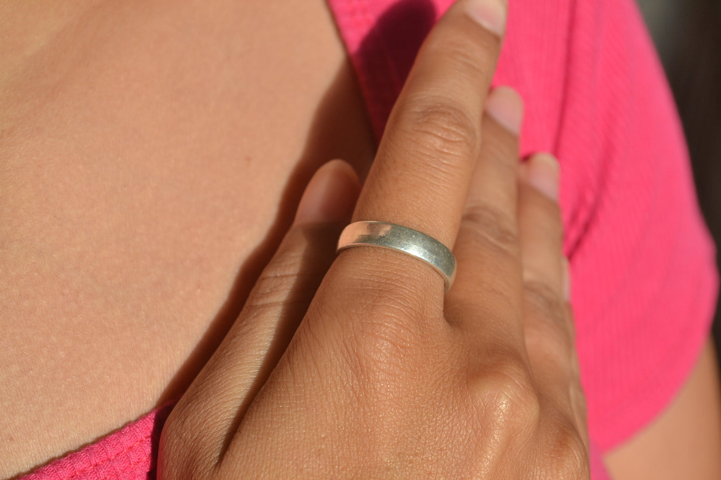 Polished Classic Sterling Silver Band Ring