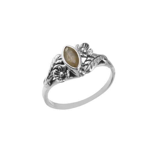 Floral Vine Labradorite Ring
