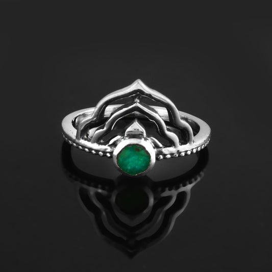 Layered Lotus Emerald Ring