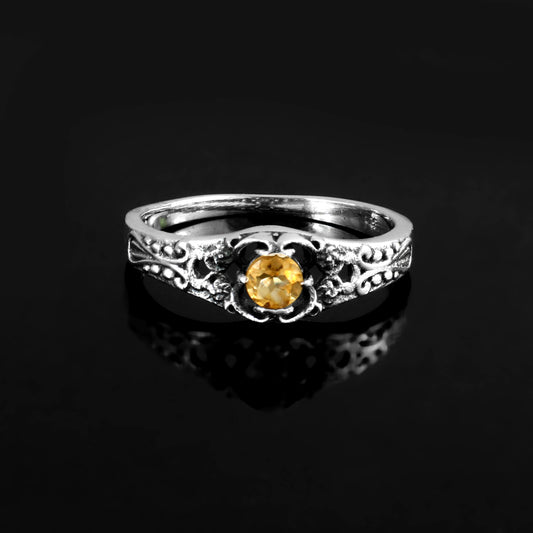 Vintage Citrine Filigree Ring