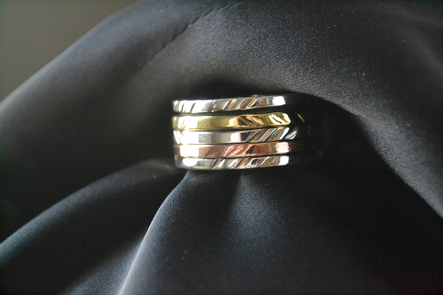 Tri-Tone Spinner Meditation Ring