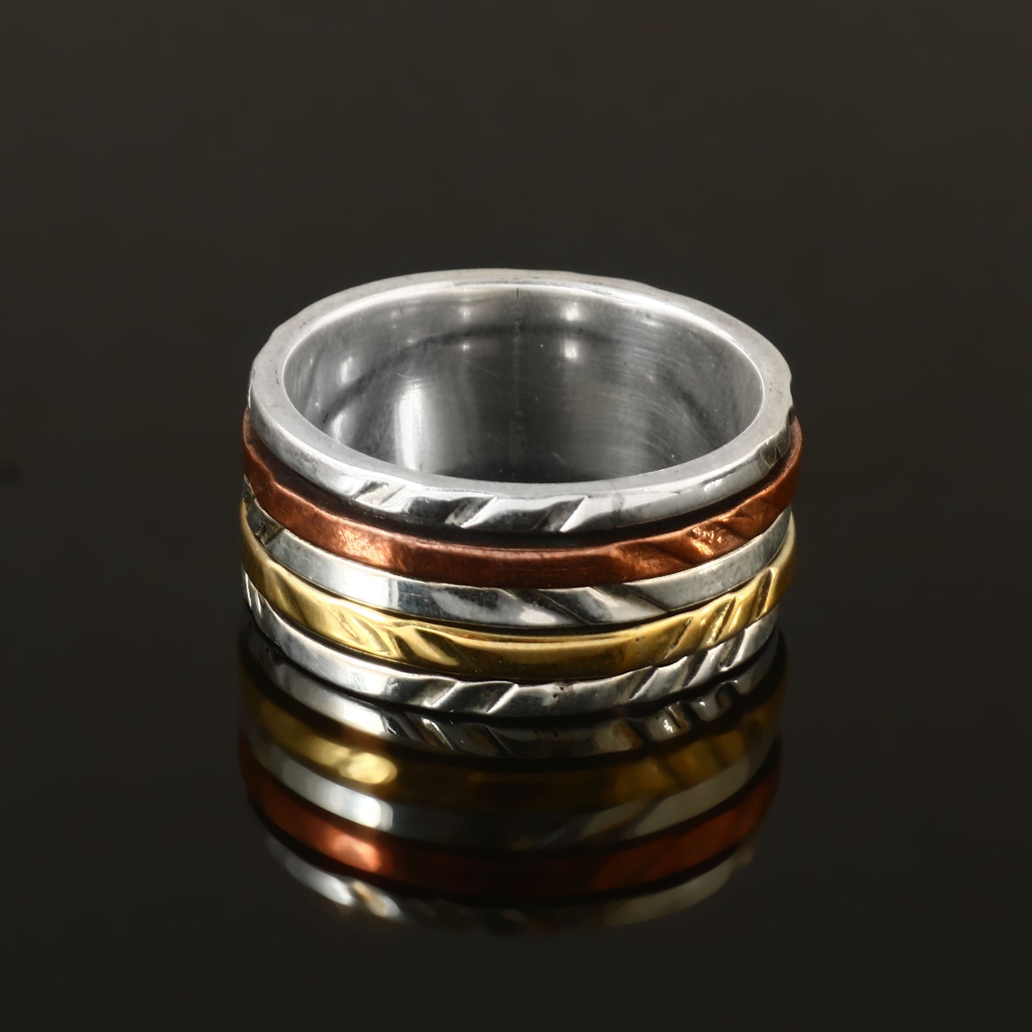 Tri-Tone Spinner Meditation Ring
