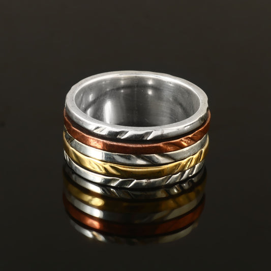 Tri-Tone Spinner Meditation Ring