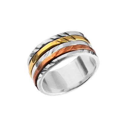 Tri-Tone Spinner Meditation Ring
