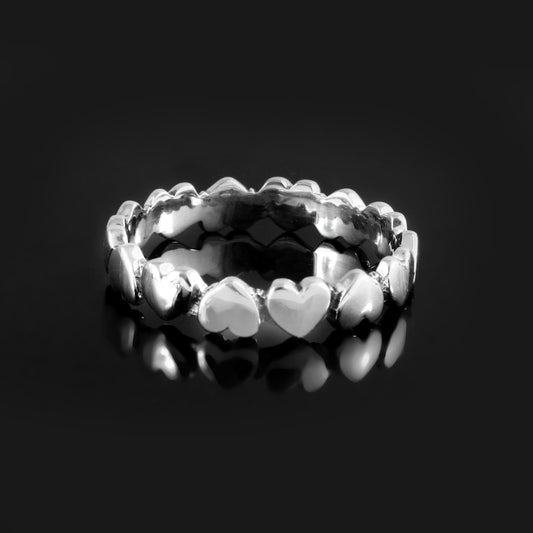 Sterling Silver Heart Band Ring for Women