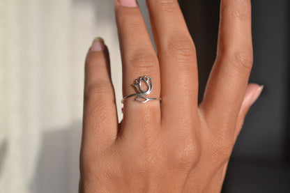Sterling Silver Blooming Lotus Ring
